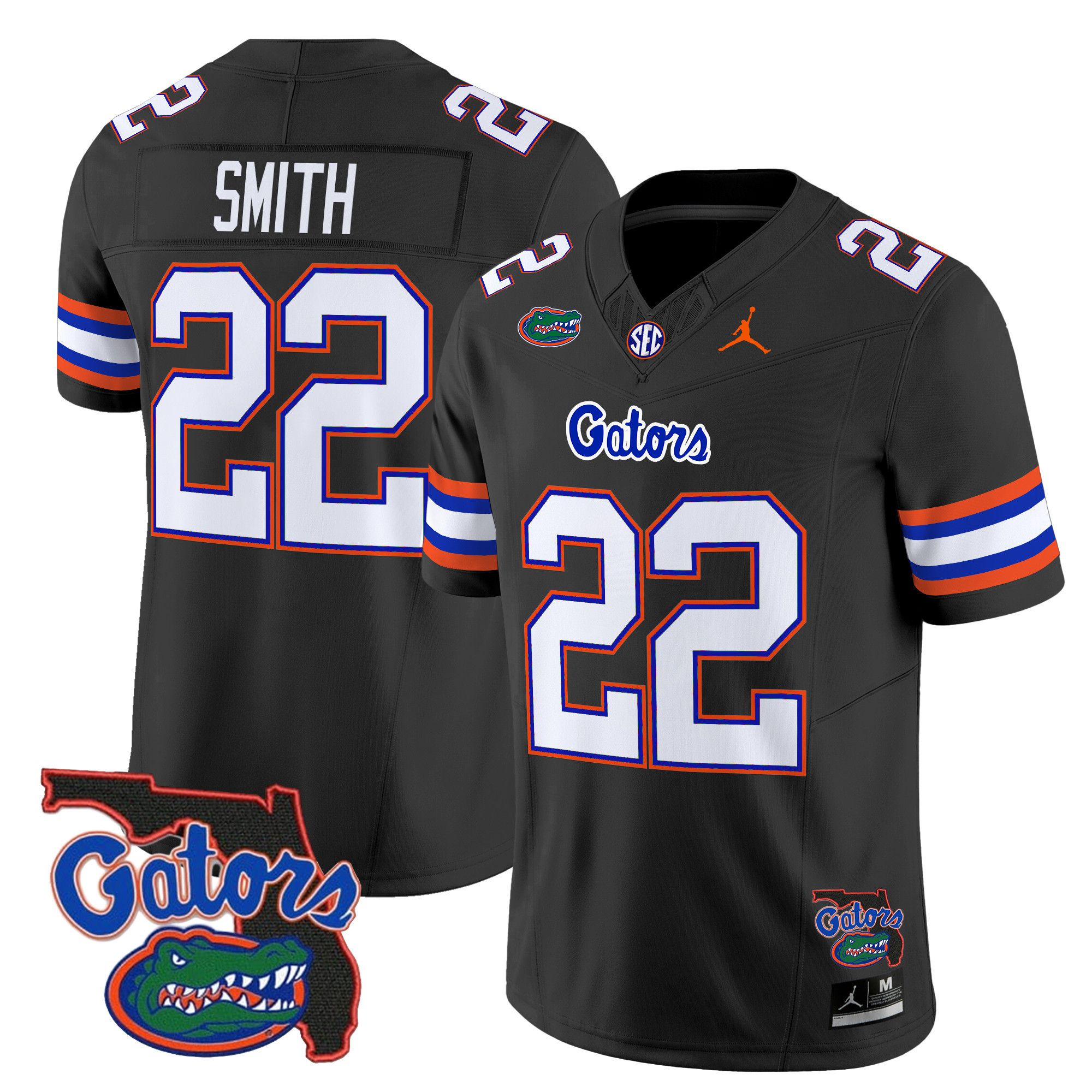 Men Florida Gators 22 Smith Black 2024 Florida Patch Vapor Limited NCAA Jersey style 1